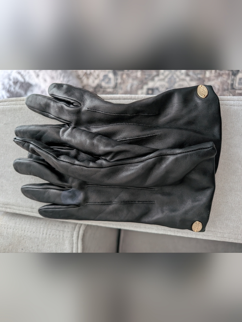 Coach Women's Leather Gloves with Gold Accent